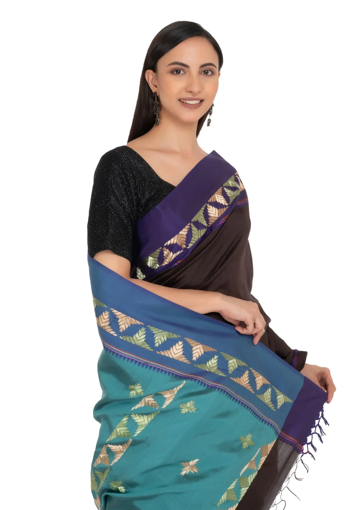 Black Saree with Gold Motif Work