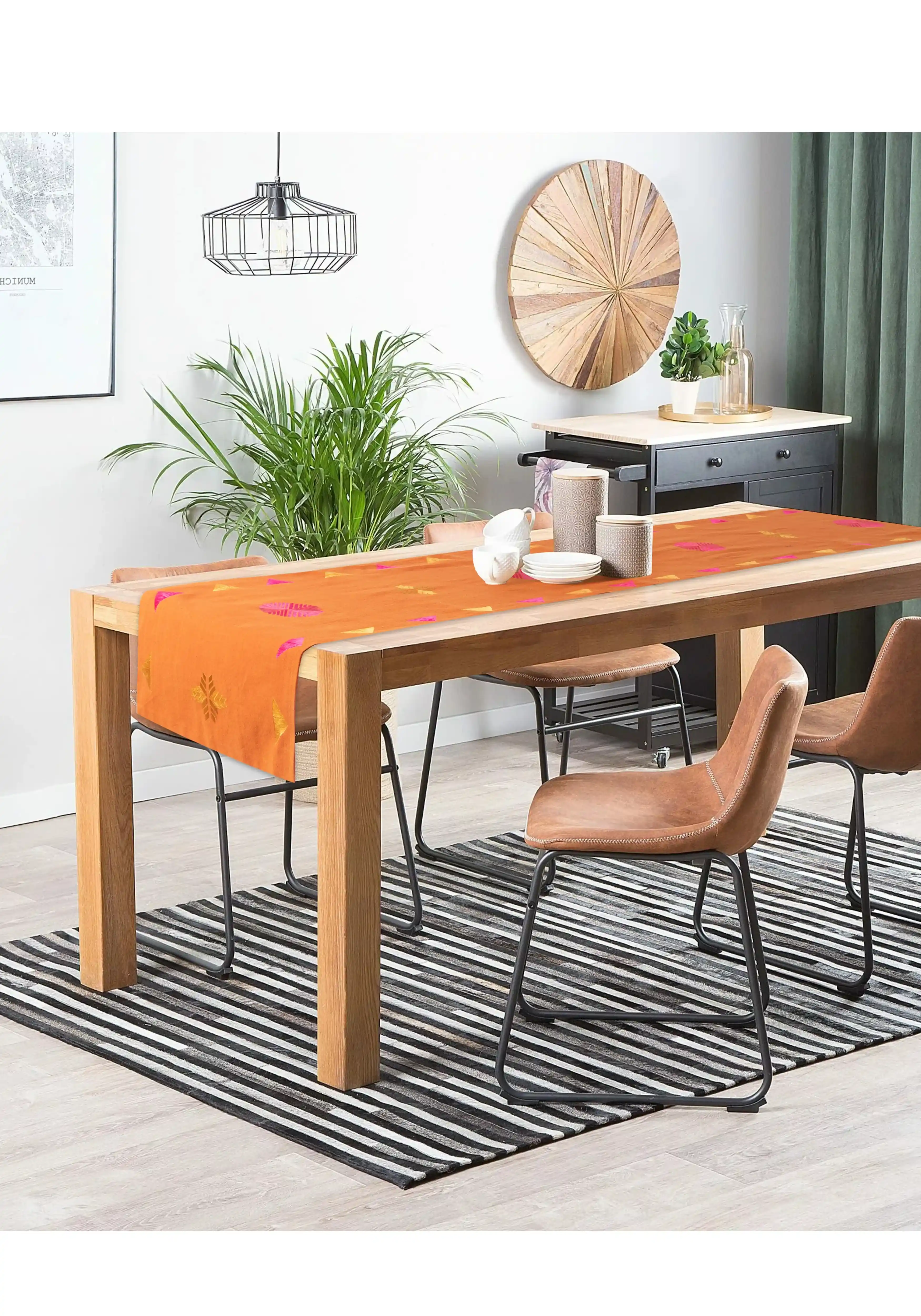 Hand Embroidered Table Runner Rust