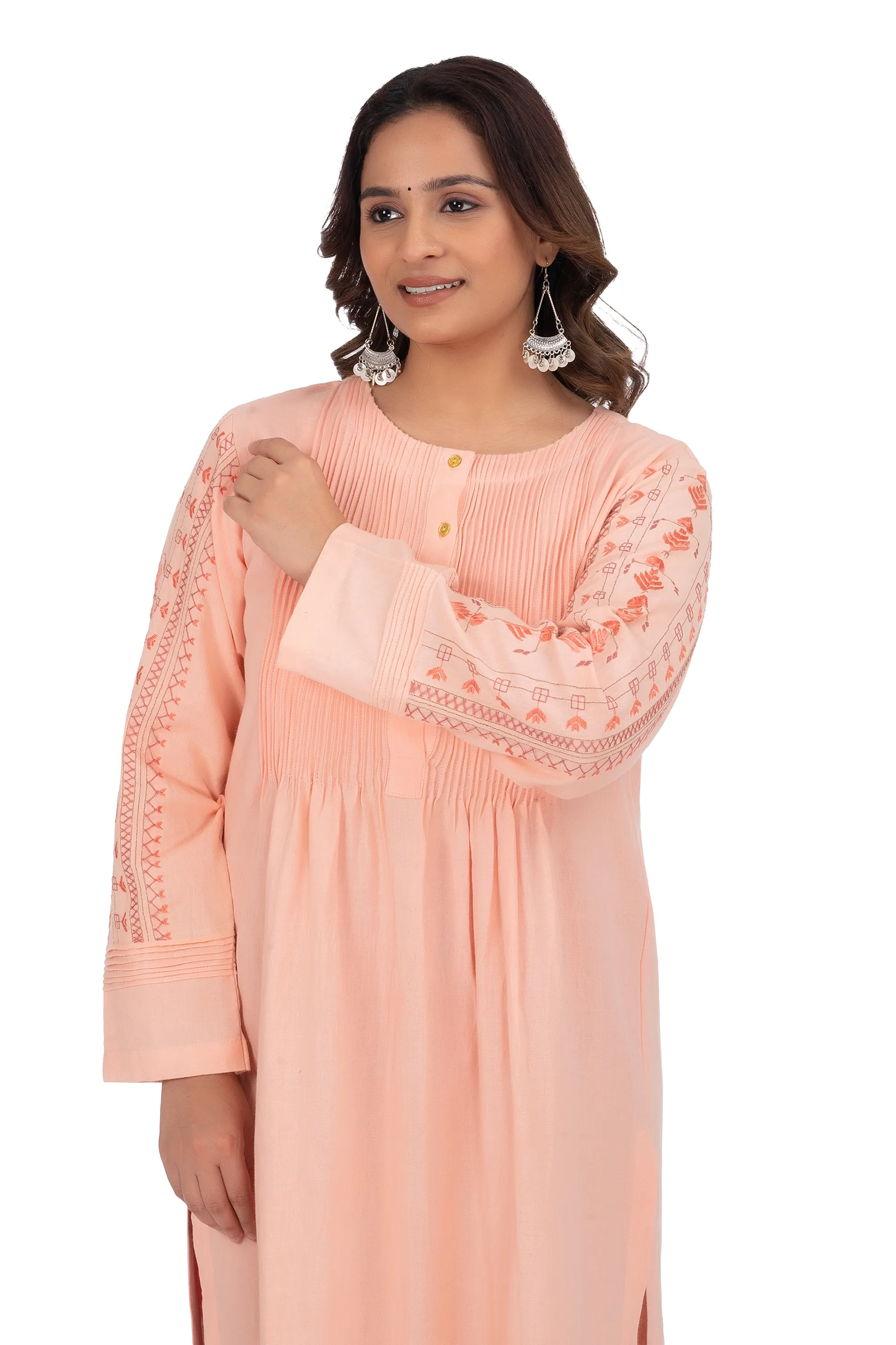 Hand Embroidery Kurta Desert Sand