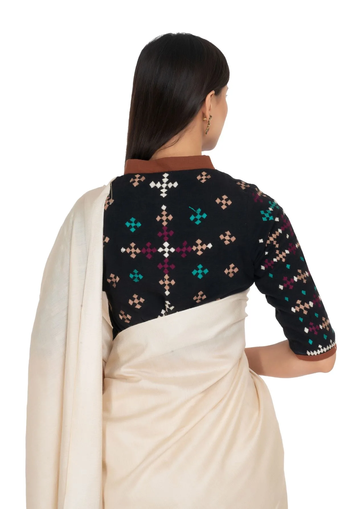 Beige Muga Silk Saree with Embroidery