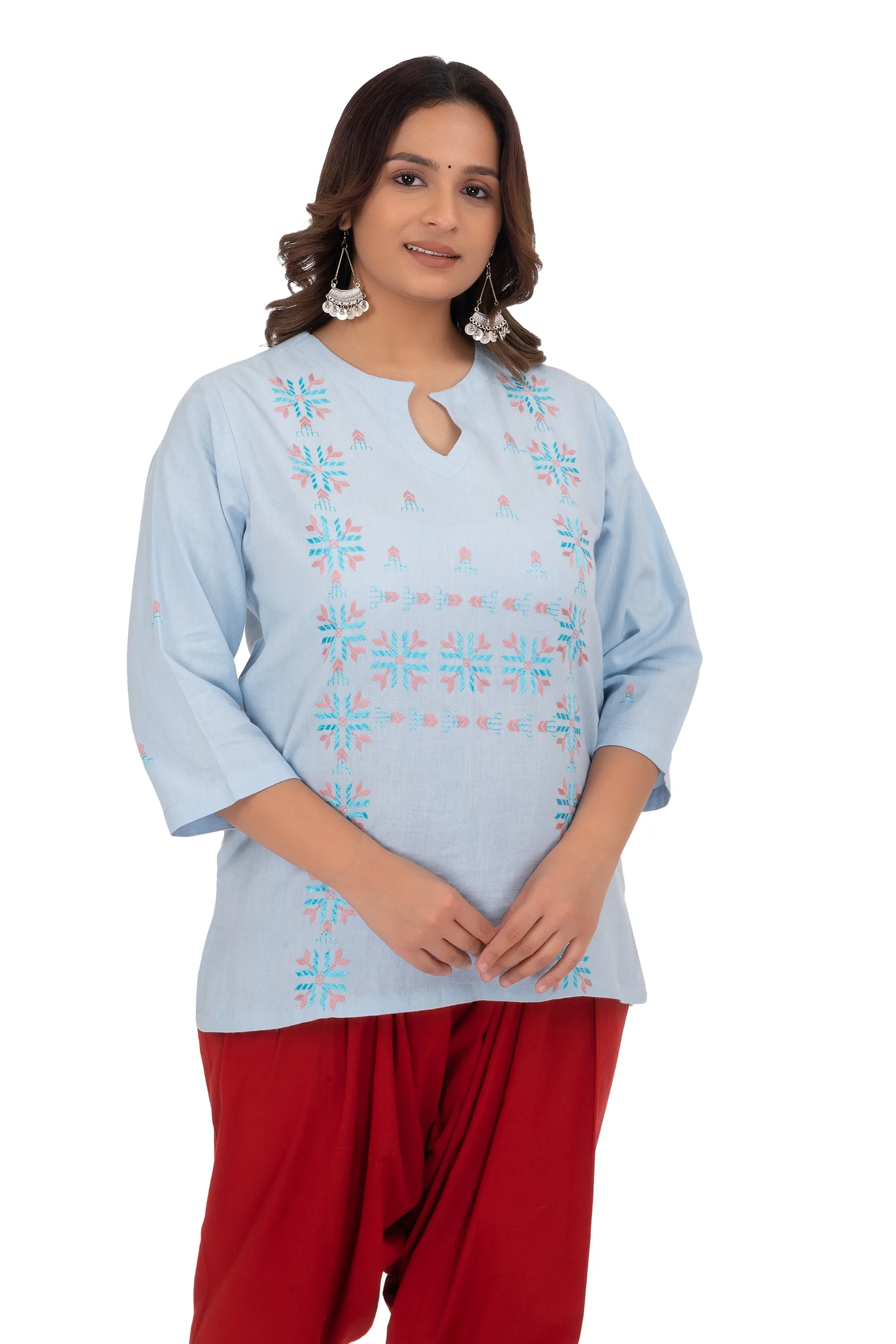 Hand Embroidery Kurta Lavender Gray