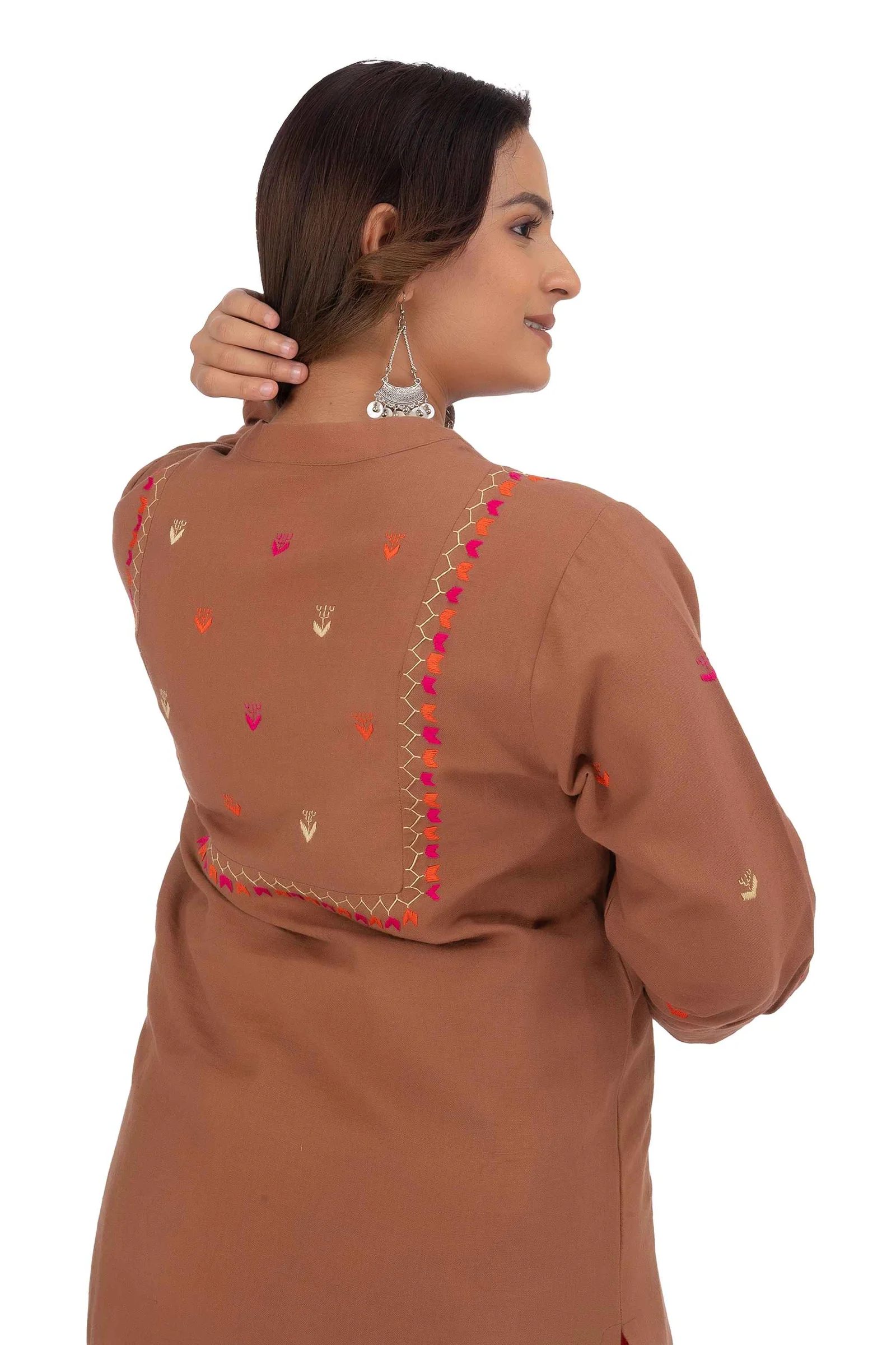 Hand Embroidery Kurta Coconut