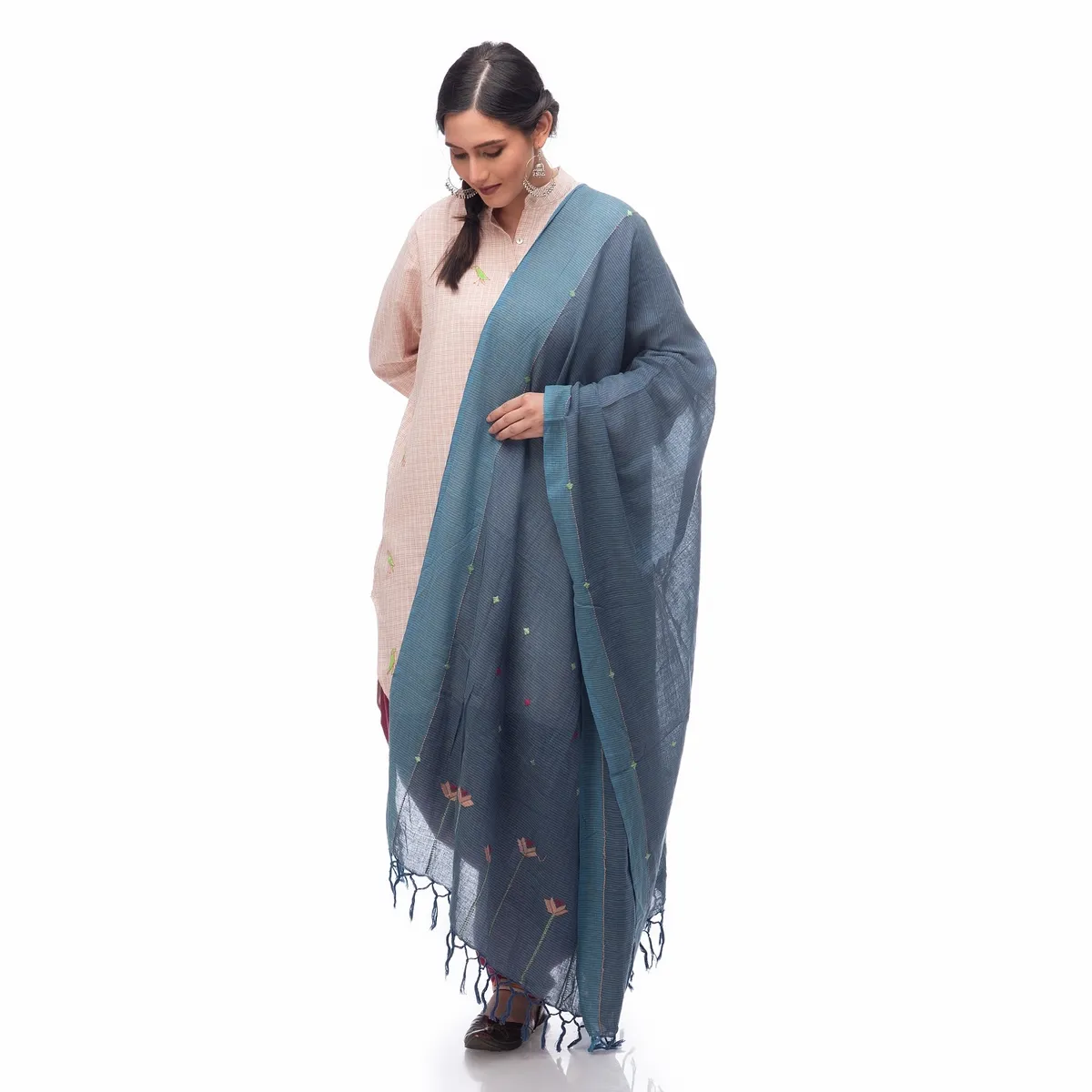 Hand Embroidery Dupatta Deep Space Sparkle