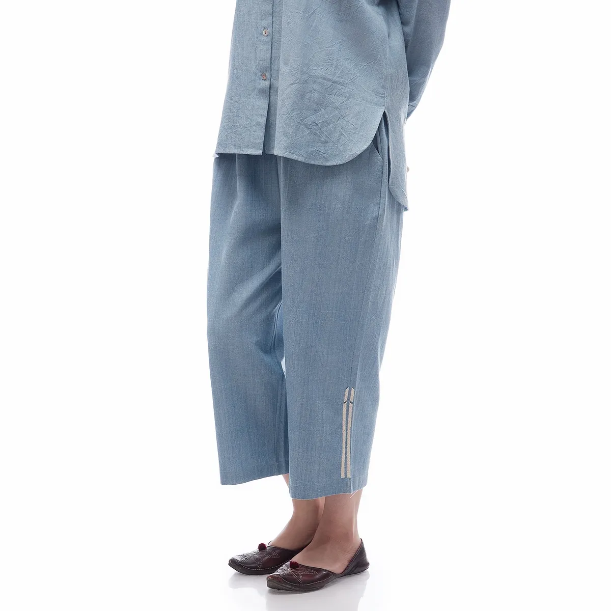 Hand Embroidery Pants light Blue
