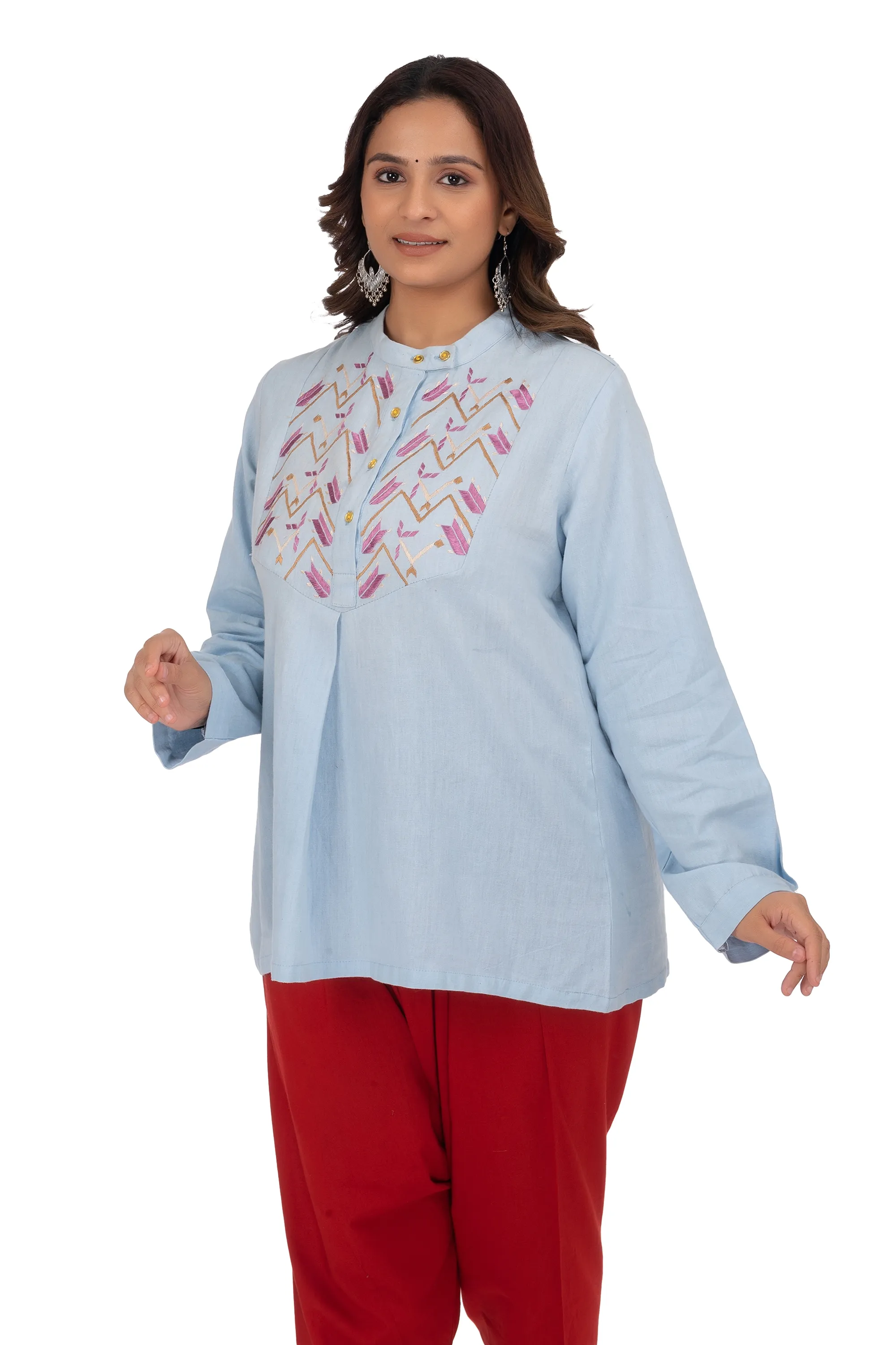 Hand Embroidery Kurta Light Steel Blue
