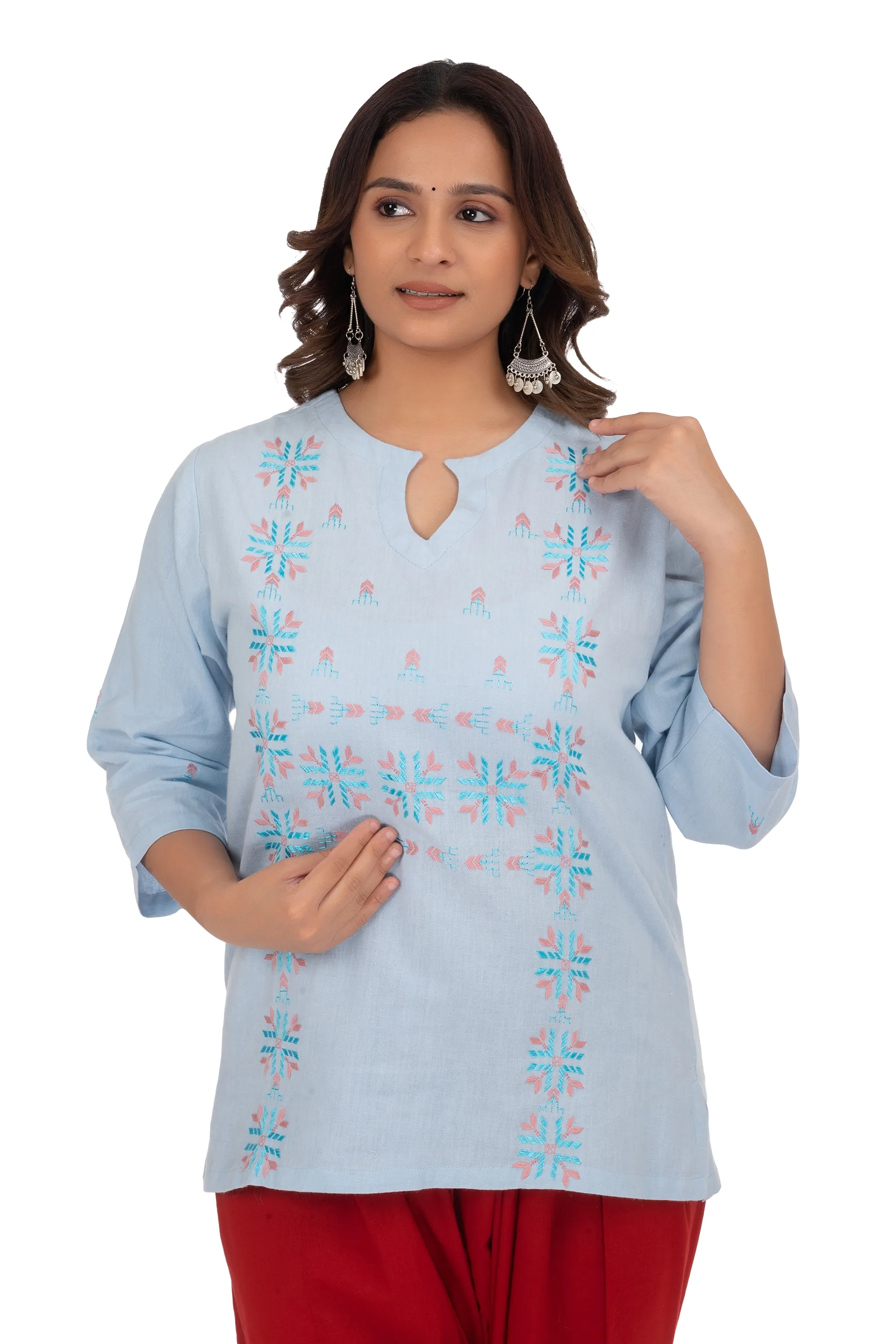 Hand Embroidery Kurta Lavender Gray