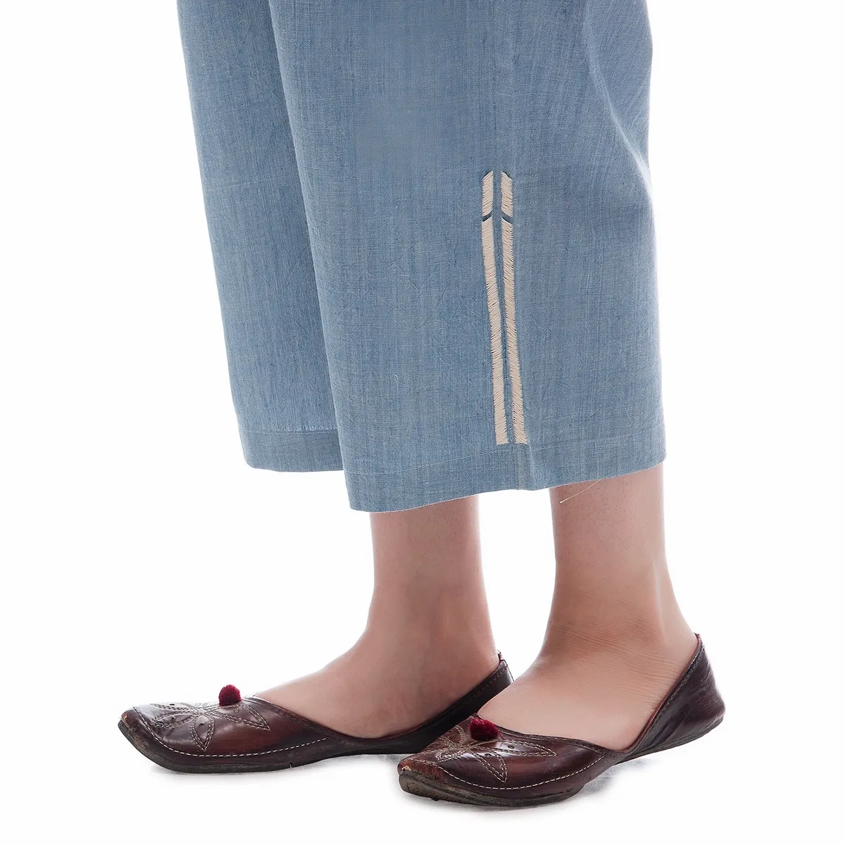 Hand Embroidery Pants light Blue