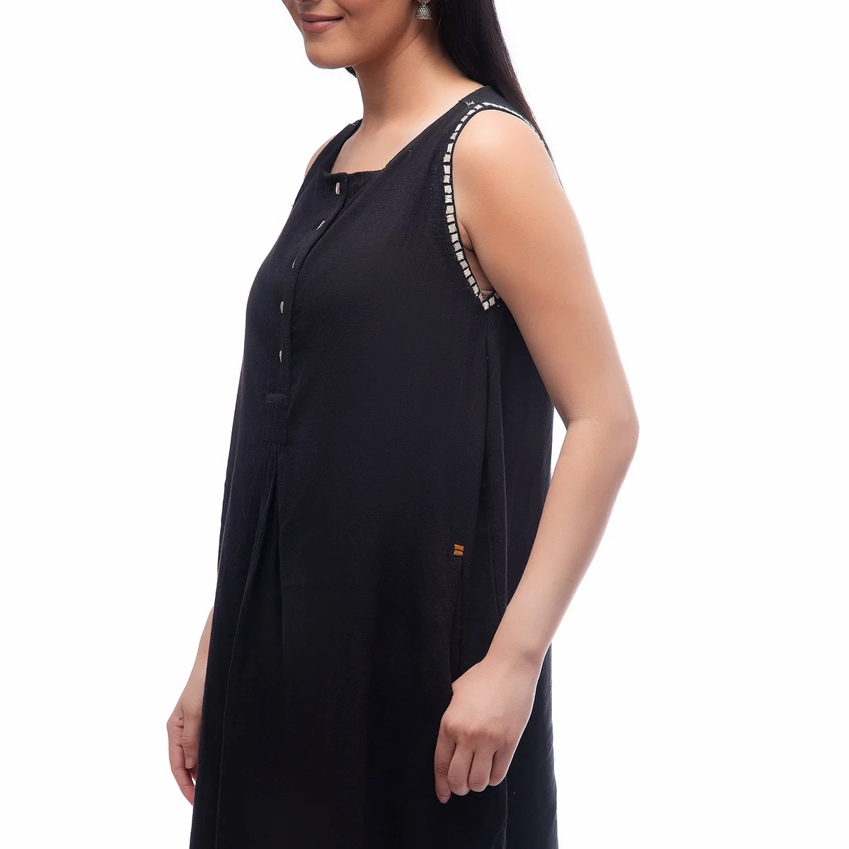 Placket Sleeveless Dress