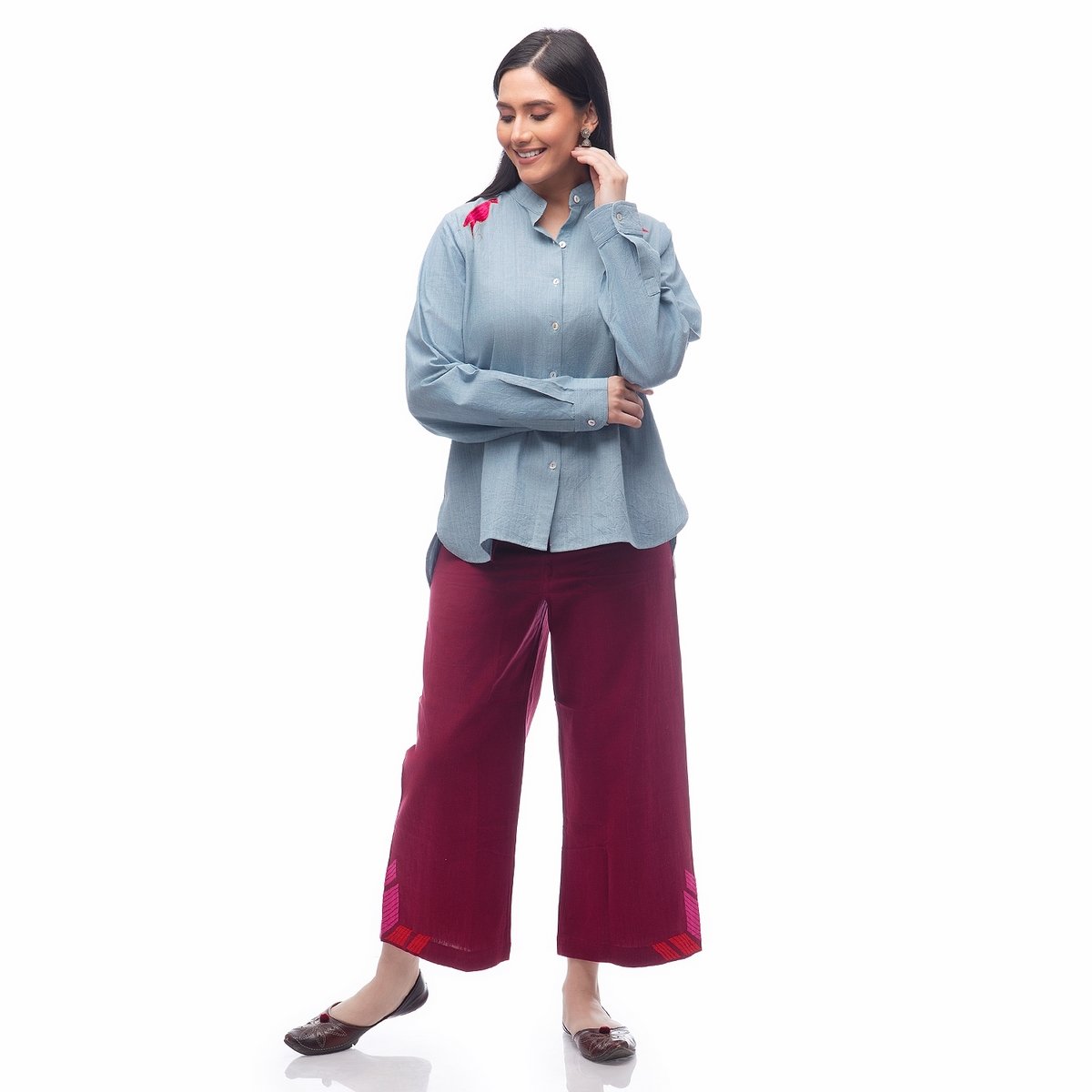 Hand Embroidered Bird Shirt