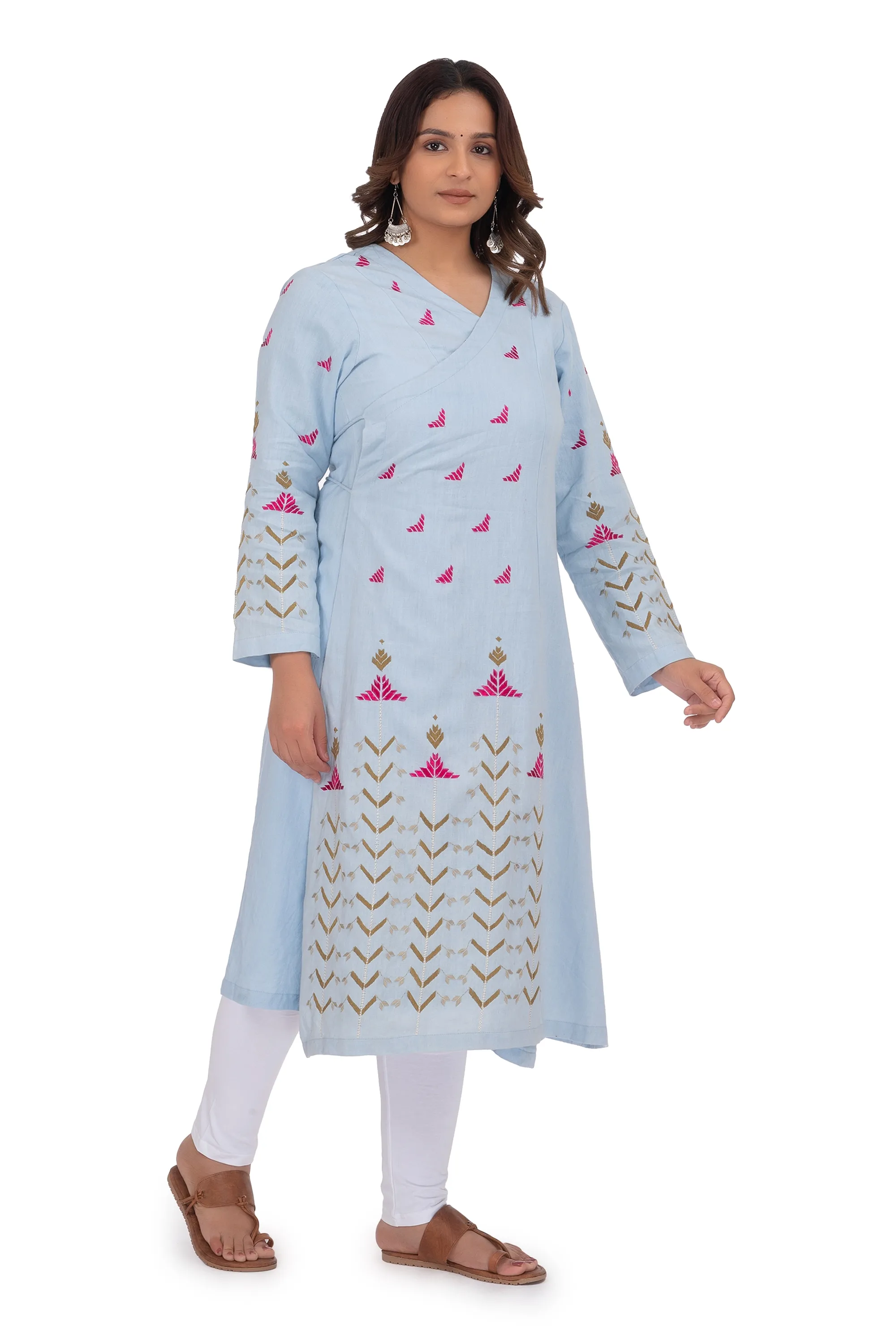 Hand Embroidery Kurta Light Blue