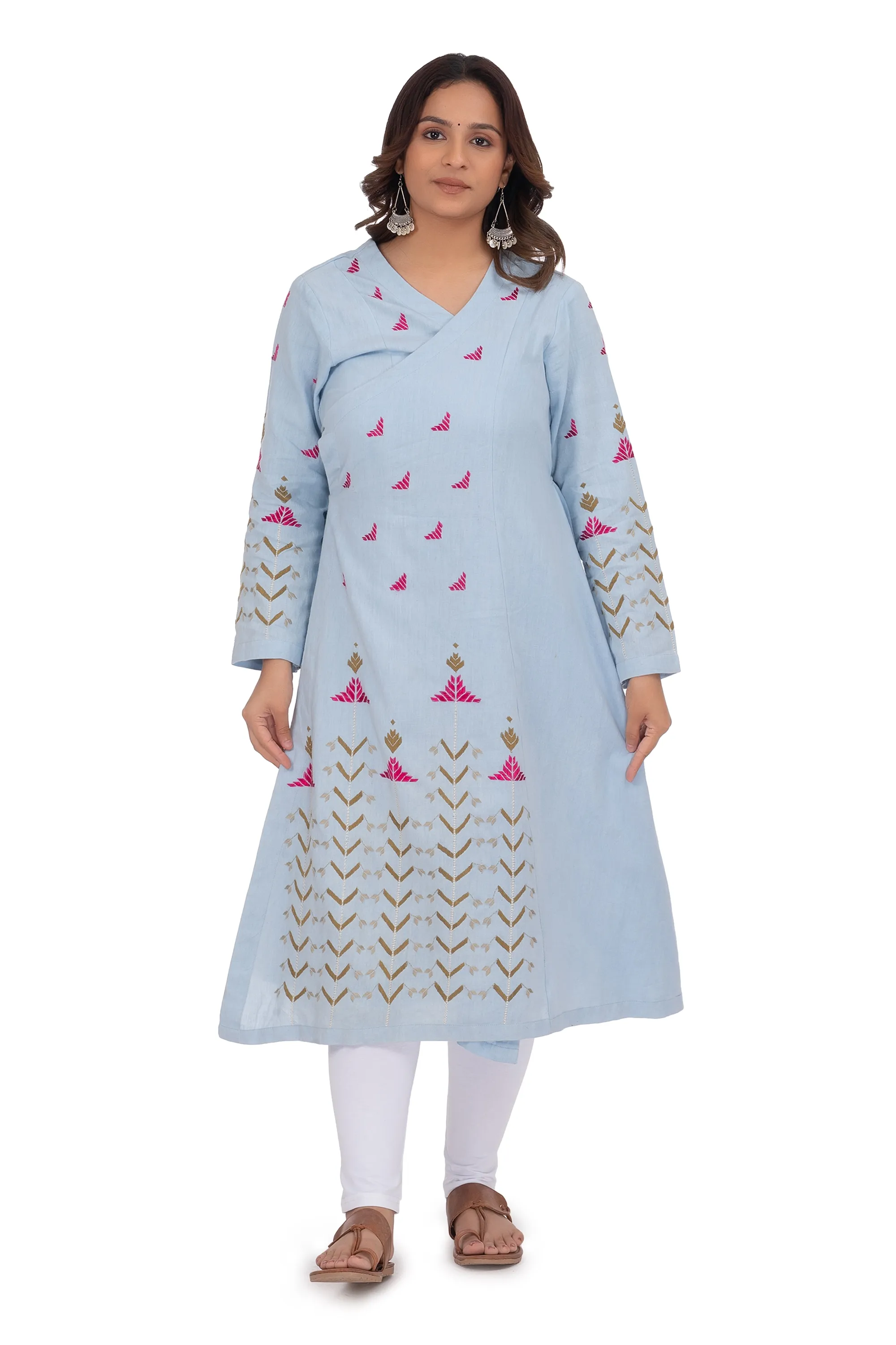 Hand Embroidery Kurta Light Blue