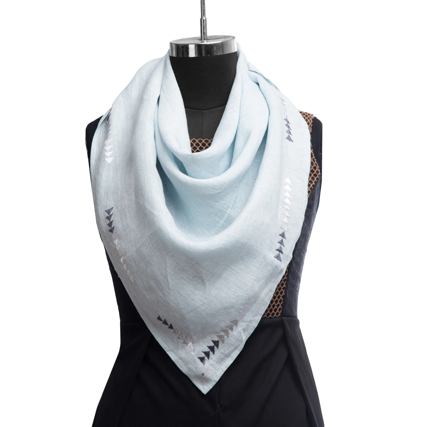 Hand Embroidery Scarves light Columbia Blue