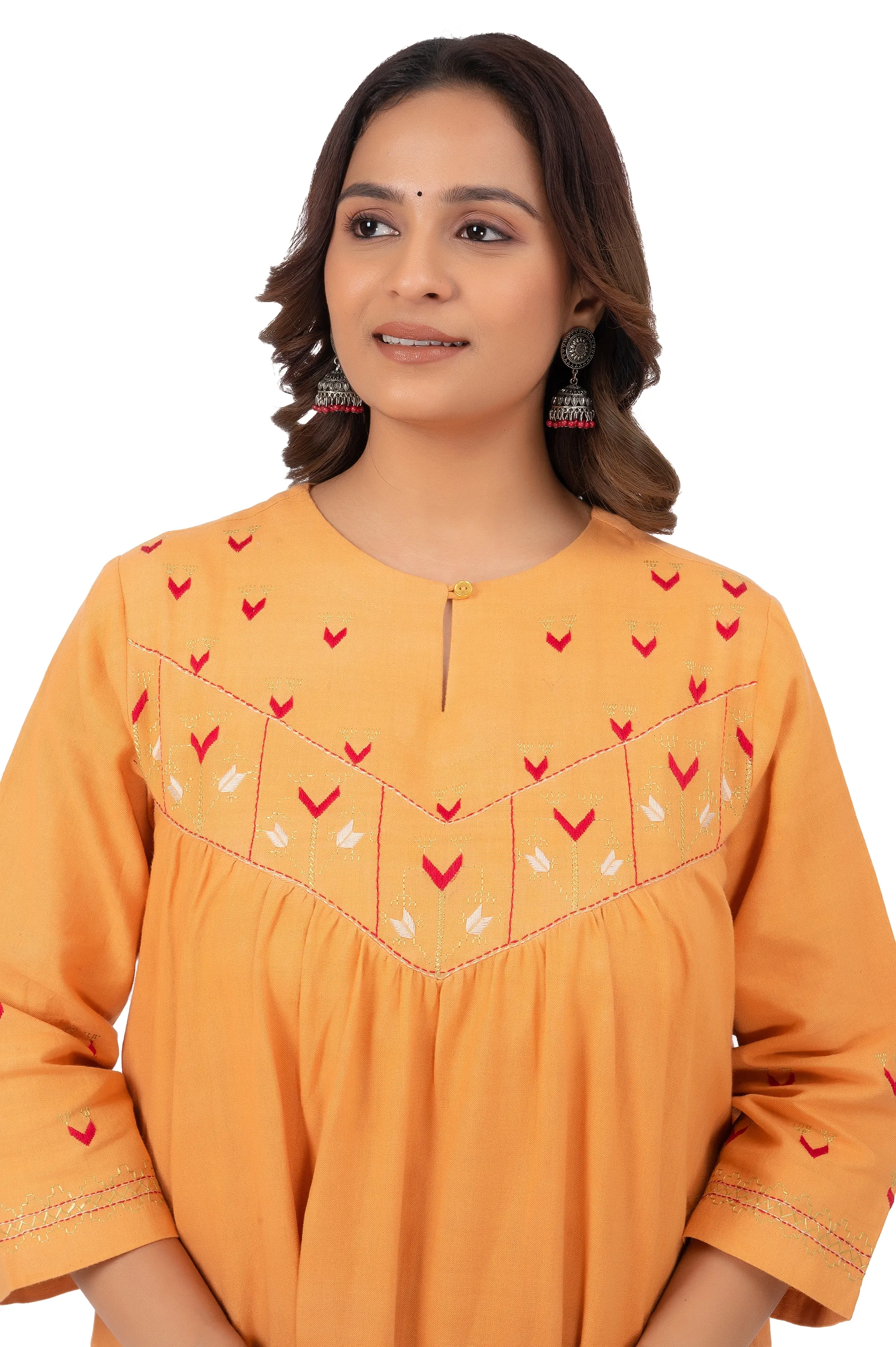 Hand Embroidery Kurta Jasper Orange