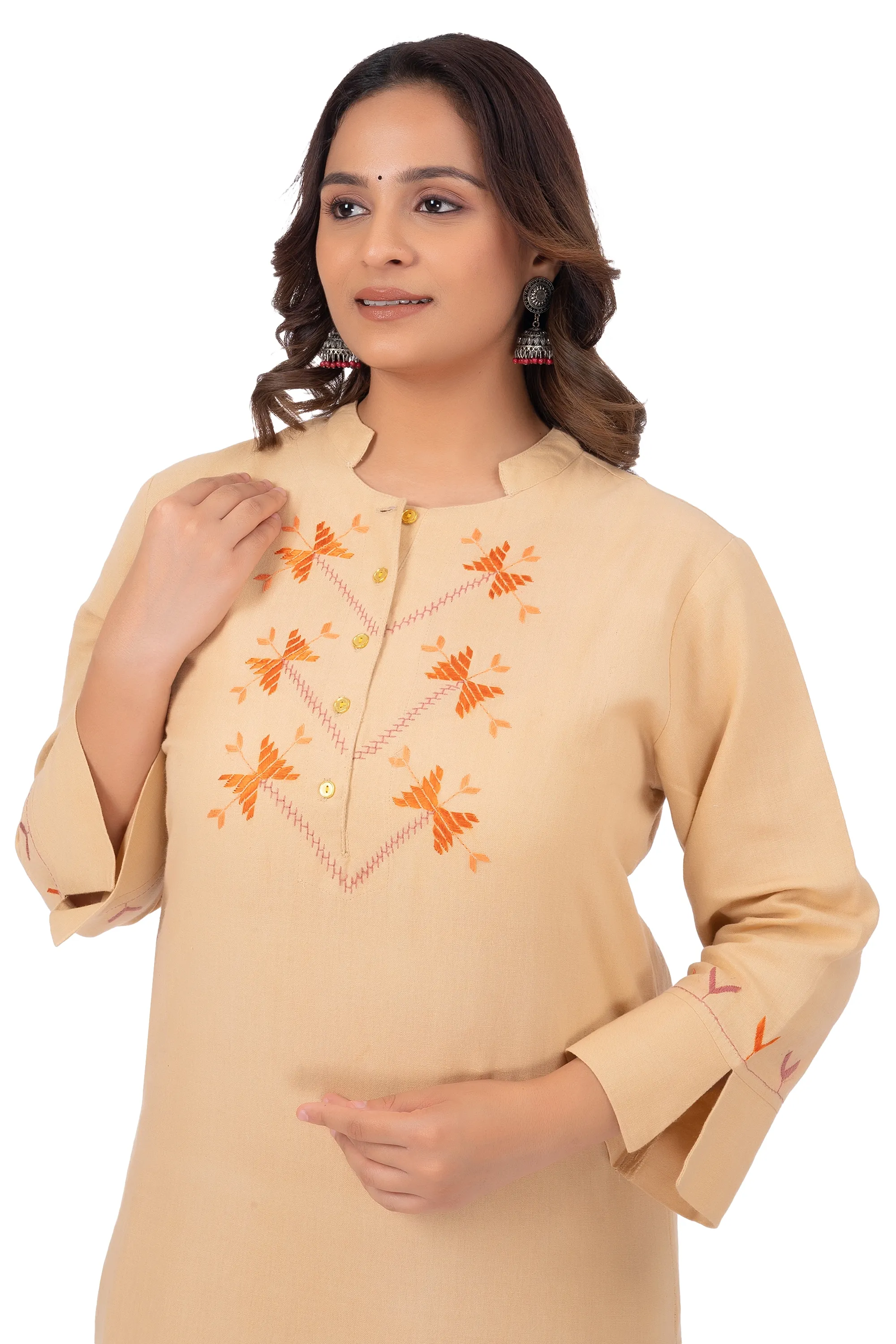 Hand Embroidery Kurta Antique White