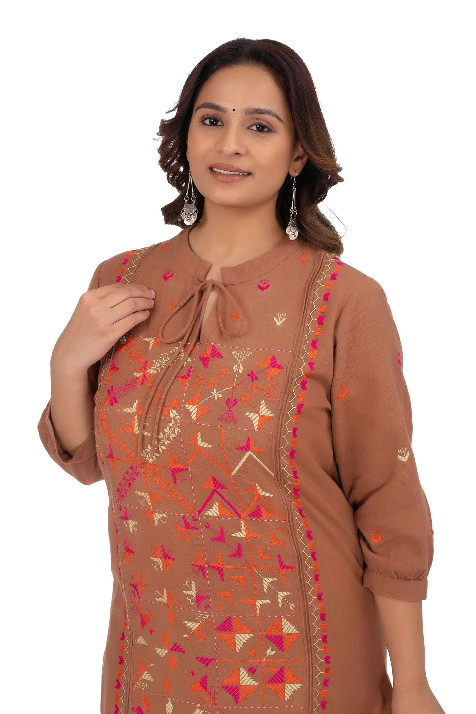 Hand Embroidery Kurta Coconut
